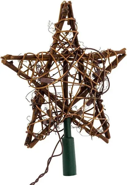 Kurt S. Adler 9" Eco Country Natural Brown Rattan Star Christmas Tree Topper