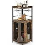 Costway Industrial Corner Bar Cabinet - Rustic Brown