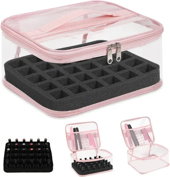 Clear Nail Polish Organizer Double layer Nail Polish Holds 30 Bottles and Nai...