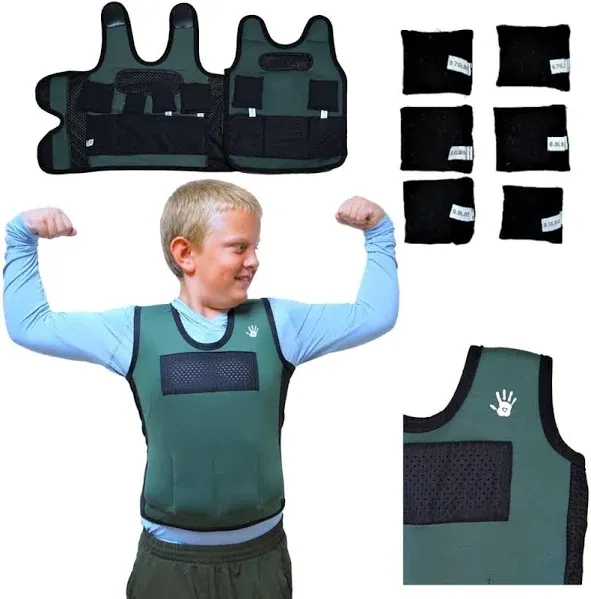 Weighted Vest For Kids - Adjustable Compression Vest With Six Removable Weights Included - Breathable Snug Fit Design