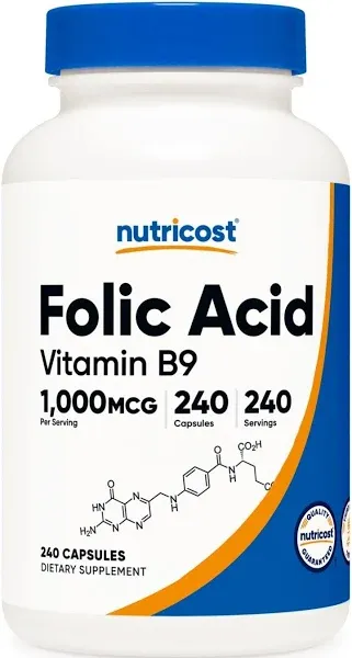 Nutricost Folic Acid (Vitamin B9) Capsules