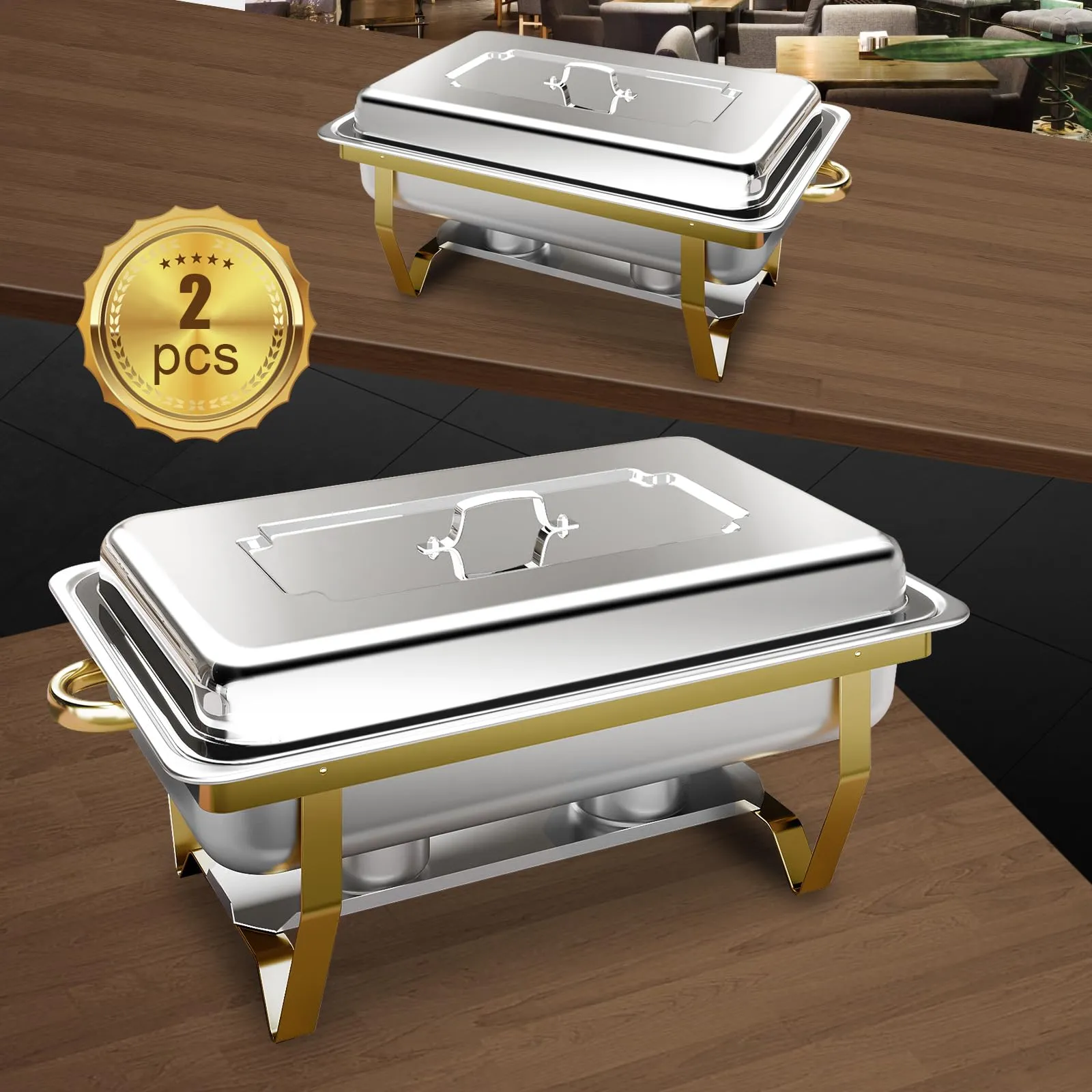 ROOMTEC Chafing Dishes for Buffet 8 Pack, 8QT 304 Stainless Steel Chafing Dish Buffet Set, Chafers and Buffet Warmers Sets for Birthday