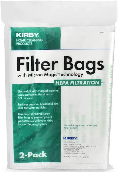 Kirby "F" Vacuum Bags (2 pack) - Diamond Edition, Sentria, and Avalir