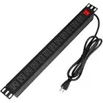 BTU Power Strip Surge Protector Rack-Mount PDU, 12 Right Angle Outlets Wide-Spaced, Metal Mountable Power Strip Heavy Duty for Server Racks, 15A125V,