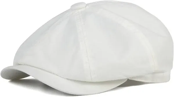 Mens Newsboy Flat Cap 100% Cotton Gatsby Ivy Golf Cabbie Hat 7 1/8 White