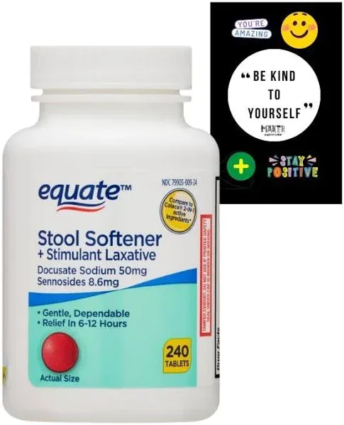 Equate Stool Softener Plus Stimulant Laxative Tablets for Constipation, 240 Ct