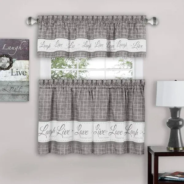 Achim Live, Love, Laugh Window Curtain Tier Pair and Valance Set