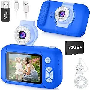 ARNSSIEN Kid Camera,Camera for Kid,2.4in IPS Screen Digital Camera,180°Flip Len Student Camera,Children Selfie Camera with Playback Game,Christmas