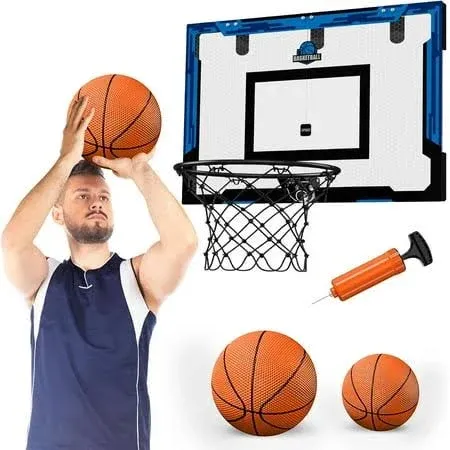 HopeRock Large Indoor Basketball Hoop for Kids and Adults, 24 X 16 Inch Over The Door Basketball Hoops with Electronic Scoreboard, Birthday Toys Gifts for Teen Boys Girls