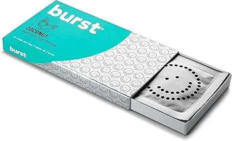 BURST Teeth Whitening Strips with Soothing Coconut Oil for Sensitivity, Gentle on Gums, Deep Stain Removal, Enamel Safe, No Chemical Taste, Works in 15 Minutes, Fast Results, 7 Treatments