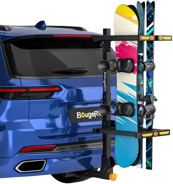 BougeRV Hitch Ski Snowboard Rack with Security Lock