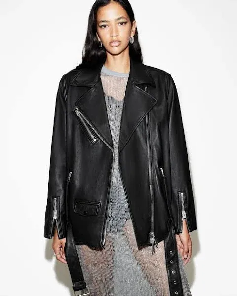 Allsaints Women's Billie Relaxed-Fit Leather Biker Jacket