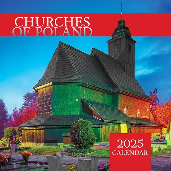 | 2025 Wall Calendar Featuring Churches of Poland - 12 Month Hanging Wall Calendar 2025, Large Bilingual Monthly Calendar in Polish and English, with Moon Phases and Holidays (Ideal for Décor)