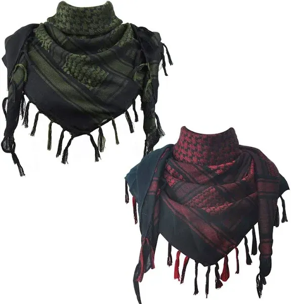 Explore Land Cotton Shemagh Keffiyeh Tactical Desert Scarf Neck Head Wrap with Tassel for Men Women