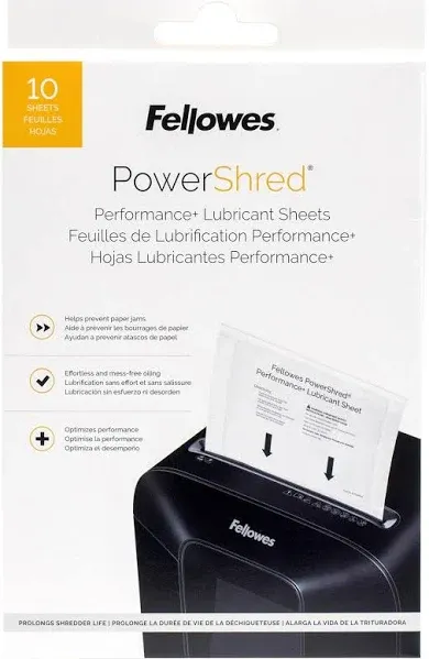 Fellowes Powershred Performance+ Lubricant Sheets