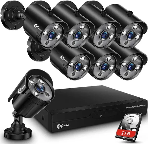 8CH 1080P Wired Security Camera System with 1TB Hard Drive, 8Pcs HD Outdoor Home