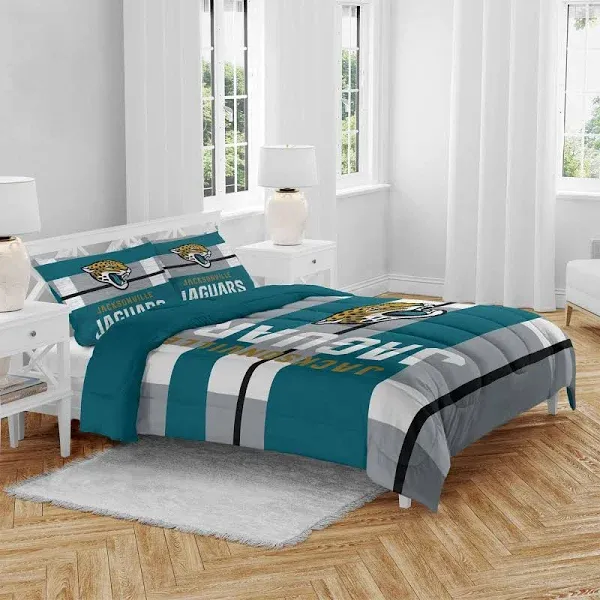 NFL Jacksonville Jaguars Heathered Stripe 3-Piece Full/Queen Bed Set