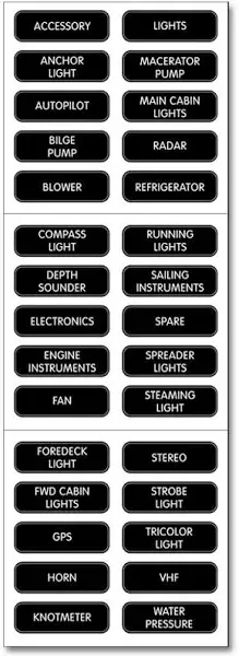 Blue Sea 8030 DC Panel Basic 30 Label Set