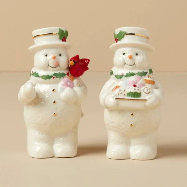 Lenox Happy Holly Days Snowmen Salt & Pepper Set