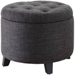 Convenience Concepts Designs4Comfort Round Storage Ottoman 19.75" - Versatile Contemporary Foot Stool for Living Room, Office, Green Fabric