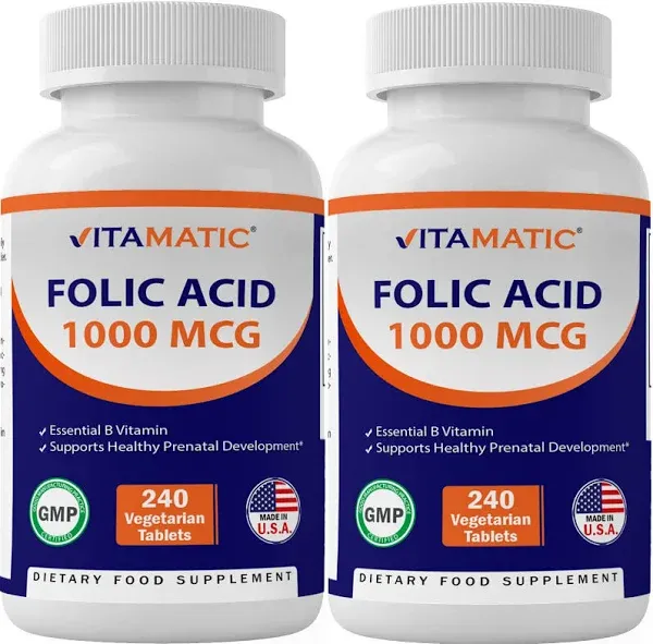 Vitamatic Folic Acid 1000 MCG Vegetarian Tablets