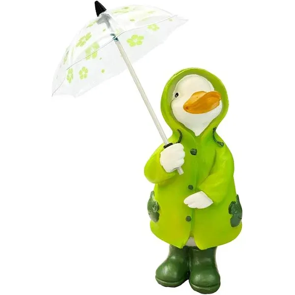 Duck Statue Home Decor Resin Sculptured Hand Painted Figurine Creative Craft Cute Decoration for Holding Umbrella Duck Gift for Kids Decorative Room Yard Garden