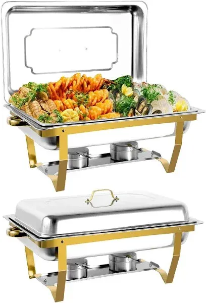 ROOMTEC Chafing Dishes for Buffet 8QT 304 Stainless Steel Chafing Dish Buffet Set, Chafers and Buffet Warmers Sets for Birthday