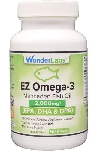 Atlantic Menhaden Fish Oil Omega-3 2000 mg Burpless Made in The Usa