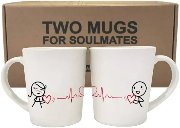 Love You with Every Beat of My Heart Couple Mug Set