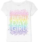 The Children's Place Girls Birthday Graphic Tee T Shirt, White, XXL 16 US