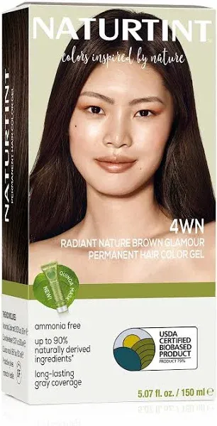 Naturtint 4WN Radiant Nature Brown Glamour Permanent Hair Color (Pack of 1), Ammonia Free, Vegan, Cruelty Free, up to 100% Gray Coverage, Long Lasting Results (Packaging may vary)