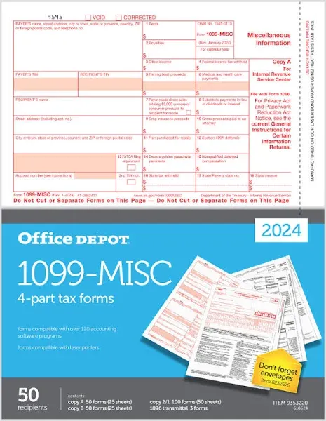 Office Depot 1099-MISC Laser Tax Forms