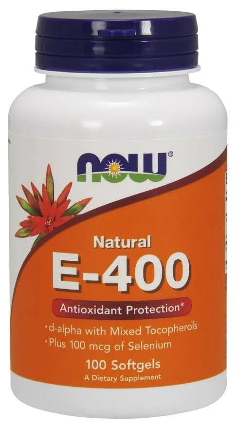 NOW Foods Vitamin E-400 IU with Selenium - 100 softgels FREE P&P