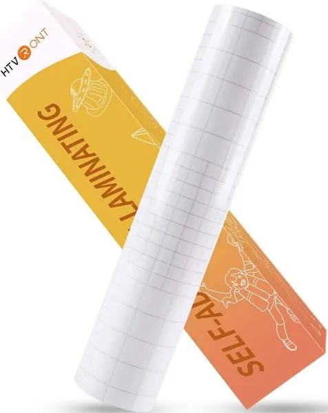 HTVRONT Clear Self-Adhesive Laminating Vinyl Roll-12"x30FT Non Thermal Laminating Film,No Machine Needed Clear Vinyl Laminate for Stickers