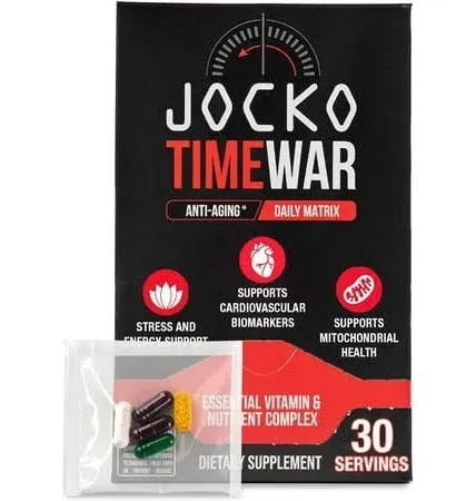 Jocko Fuel TIME WAR Multivitamin - Healthy Aging Supplement for Heart, Bone, & Eye Health, Essential Vitamins and Minerals, Supports Stress Relief and Energy Levels - 30 Day Supply