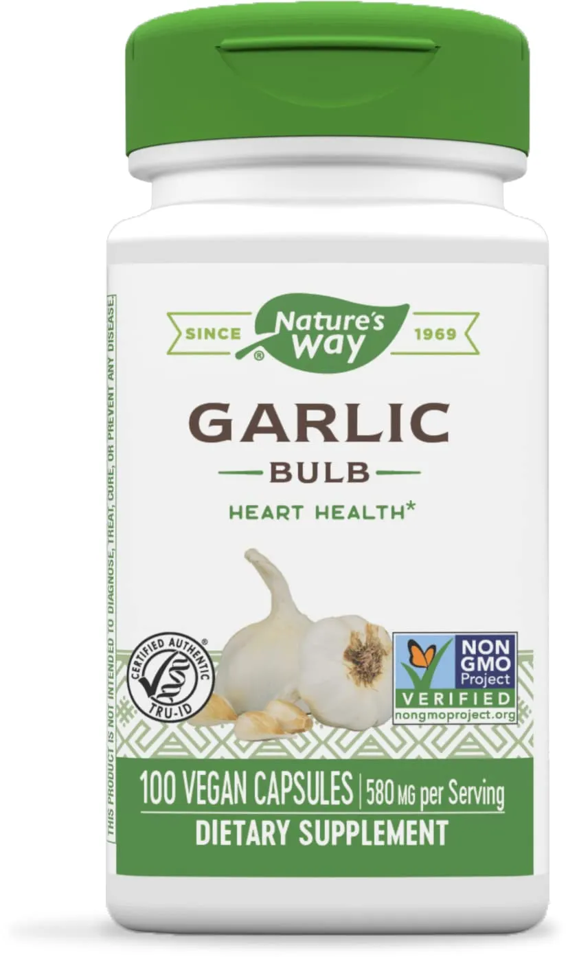 Nature's Way Garlic Bulb 580 mg, 100 VCaps (Packaging May Vary)