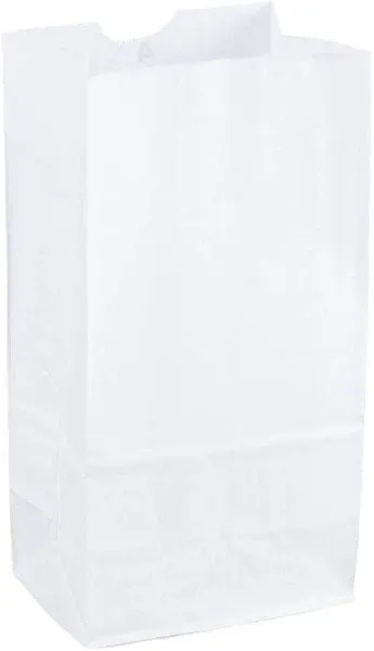 Perfect Stix - Kraft White Bag 6-100 6lb Kraft White Paper Bags- Pack of 100ct, White Bags