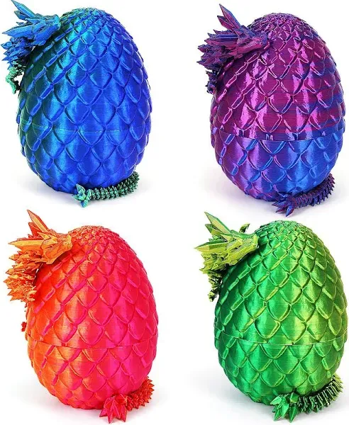 YILCER 4PCS 3D Printed Dragon Eggs with Dragon Inside Mini Dragon Egg Set Eas...