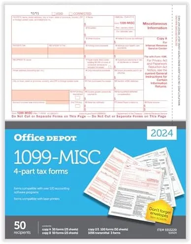 Office Depot Brand 1099-misc Laser Tax Forms 4-Part