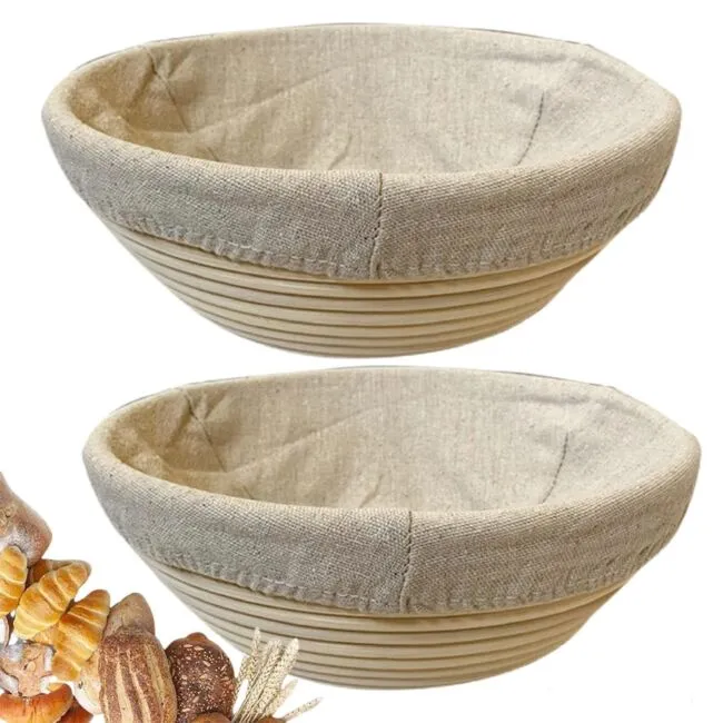 Roesha 9 Inch Round Bread Banneton Proofing Basket Set of 2