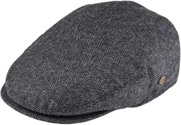 Men's Herringbone Wool Blend Flat Ivy Newsboy Hat