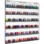 AMT Metal Nail Polish Racks for The Wall | Clear Nail Polish Display | Young Living Essential Oils Organizer | Holds up to 108 Bottles. (White - 2 Pack)