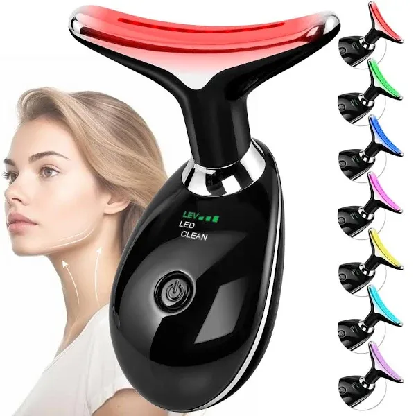 Facial Massager Red-Light-Therapy-for-Face and Neck, Face 𝖲 culpting Wand with 7 Color, Face Tool for Skin Care (Purple)