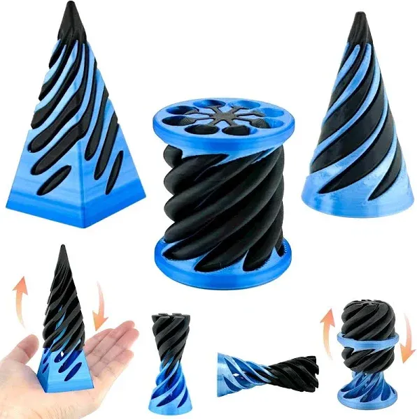 Lyzbbsoy 3 Packs Impossible Cone,Spiral Cone Fidget Toy Impossible Pyramid Passthrough Toy,3D Printed Spiral Cone Fidget Toy,Mini Vortex Thread Illusion