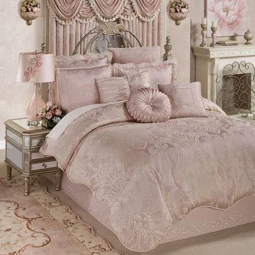 Touch of Class Romantic Princess Blush Oversized Jacquard Woven Scrollwork