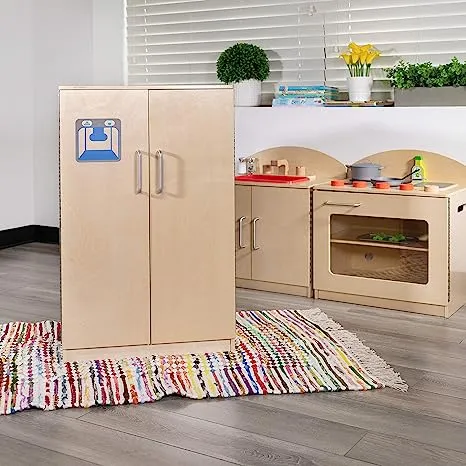 Children's Wooden Kitchen Refrigerator for Commercial or Home Use - Safe, Kid Friendly Design