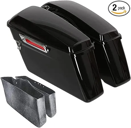 TCT-MOTORPARTS Hard Saddlebags w/Chrome Latches Keys Fit For Harley Touring 2014-2023 Road King Street Road Electra Glide FLHR FLHTCU FLHRC FLT FLHT FLHX FLHTK Vivid Black 2019 2018 2017 2016 2015