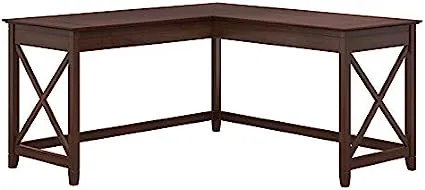 Bush Furniture Key West 60W L Shaped Desk in Bing Cherry