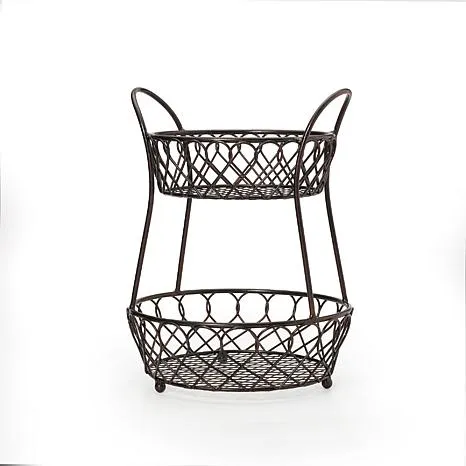 Gourmet Basics by Mikasa 2-Tier Lattice Countertop Basket, Black