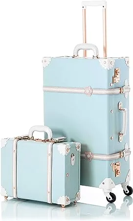 COTRUNKAGE Vintage Checked Luggage Sets 2 Piece TSA Lock Suitcase for Women with ...